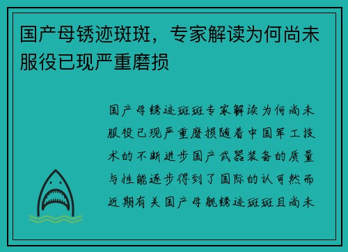 国产母锈迹斑斑,专家解读为何尚未服役已现严重磨损