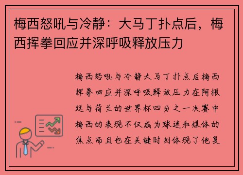 梅西怒吼与冷静：大马丁扑点后，梅西挥拳回应并深呼吸释放压力